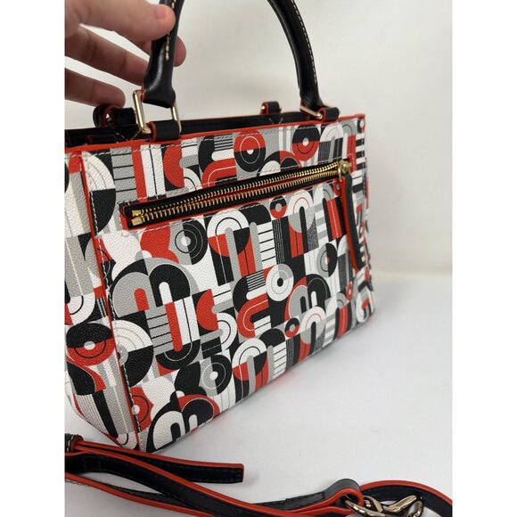 Disney Dooney And Bourke Mickey Minnie Geometric Satchel Black Red - Picture 4 of 8